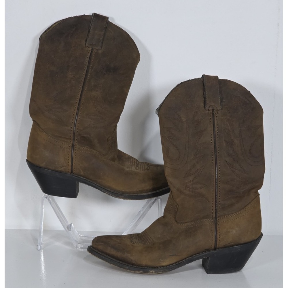 Durango Womens 7.5 Cowboy Boots Brown Leather Pointed Toe Block Heel Western
